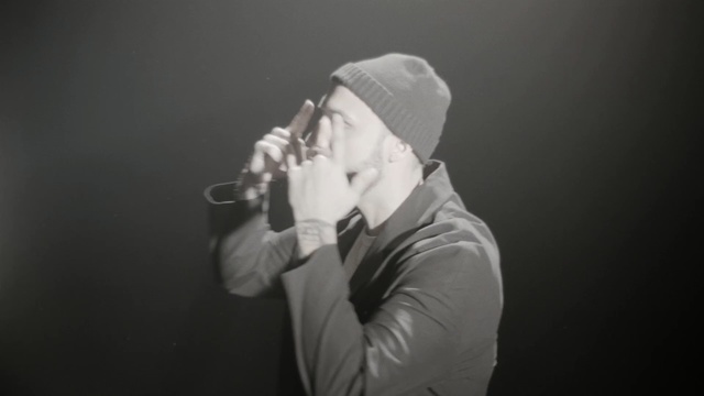 Video Reference: black, photograph, black and white, performance, microphone, photography, music artist, singing, monochrome photography, music, Person