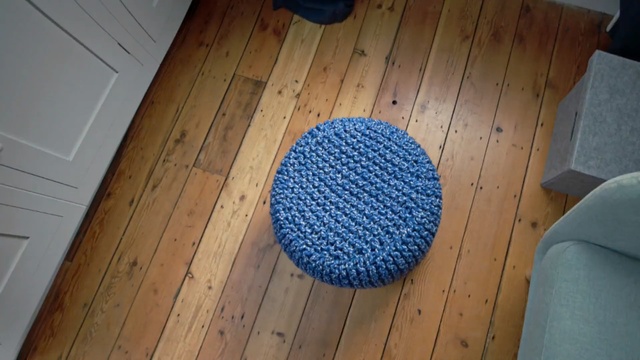Video Reference: blue, floor, flooring, crochet, knitting, thread, wood, hardwood, wool, circle