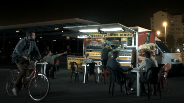 Video Reference: night, vehicle, street, bicycle, recreation, lane, evening, city, darkness, Person