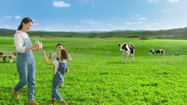 Video Reference: Pasture, Grassland, People in nature, Bovine, Dairy cow, Natural environment, Farm, Meadow, Grass, Natural landscape