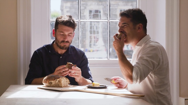 Video Reference: food, cuisine, dish, meal, eating, lunch, taste, conversation, Person