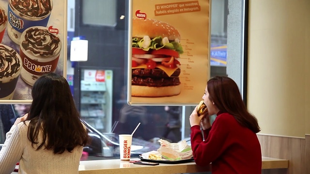 Video Reference: Fast food, Junk food, Food, Whopper, Fast food restaurant, Dish, Cuisine, Restaurant, Hamburger, Finger food