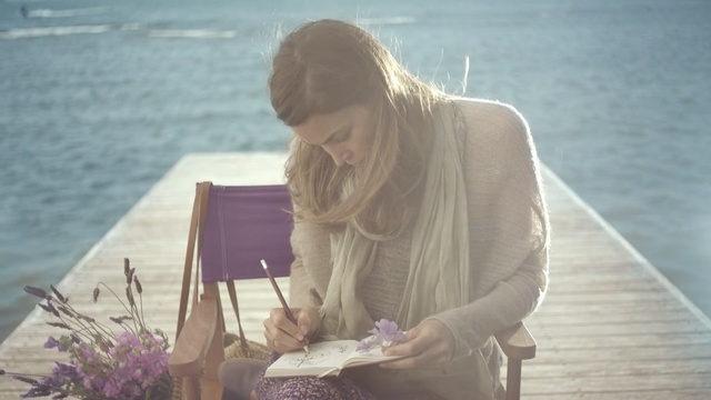 Video Reference: Blond, Water, Sitting, Sea, Vacation, Summer, Photography, Sunlight, Electronic device, Long hair
