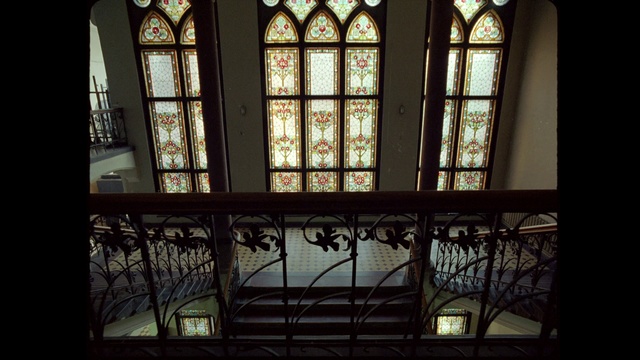 Video Reference: Window, Iron, Glass, Daylighting, Architecture, Stained glass, Building, Metal, Tints and shades, House