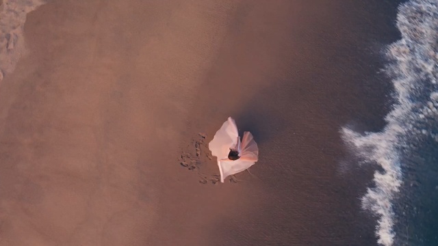 Video Reference: girl, dress, sand, sea, sunset, beach, Person