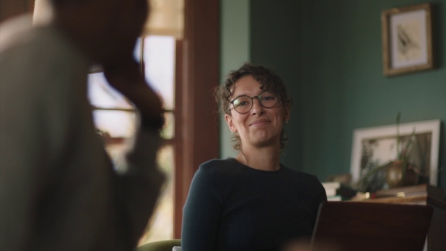 Video Reference: Glasses, Fun, Room, Smile, Photography, Conversation, Sitting