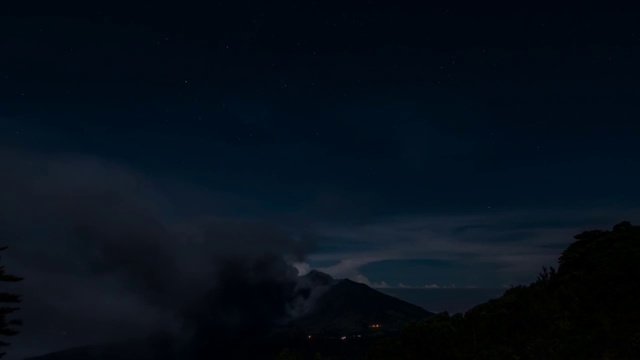Video Reference: Sky, Black, Night, Atmospheric phenomenon, Blue, Cloud, Atmosphere, Mountain, Darkness, Mountain range