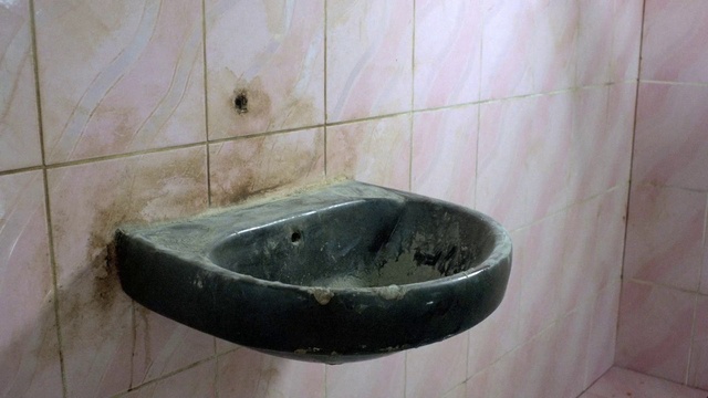 Video Reference: Bathroom sink, Sink, Water, Plumbing fixture, Bathroom, Drain, Tile, Room, Floor, Marble