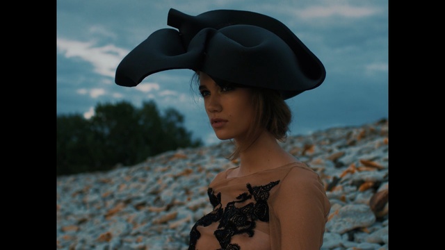 Video Reference: beauty, girl, headgear, sky, black hair, fun, hat, screenshot, smile, model, Person