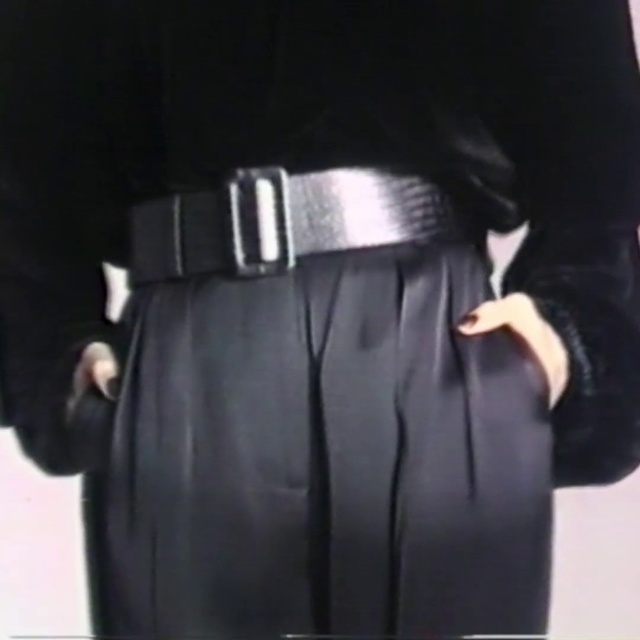Video Reference: Leather, Clothing, Fashion, Footwear, Waist, Belt, Textile, Dress, Outerwear, Fashion accessory