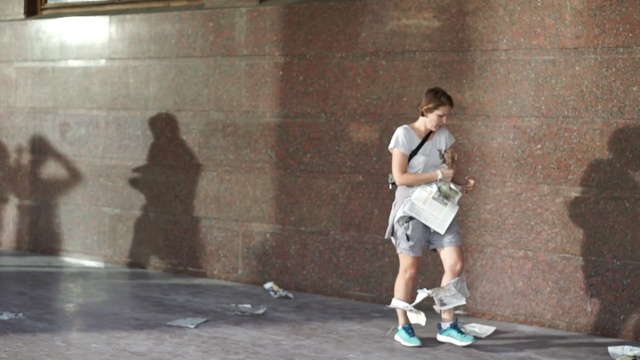 Video Reference: snapshot, wall, recreation, fun, performance art, leisure, girl, floor