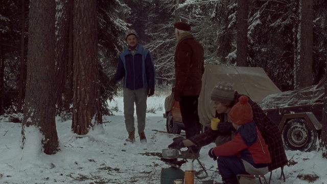 Video Reference: snow, winter, tree, freezing, geological phenomenon, forest, screenshot, ice, adventure, fun, Person