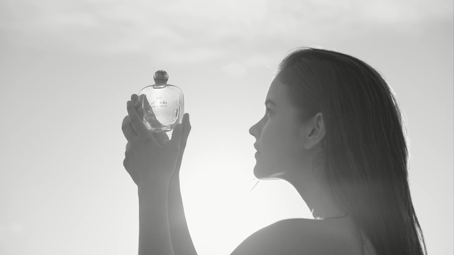 Video Reference: photograph, black and white, photography, monochrome photography, standing, sky, monochrome, girl, neck, microphone
