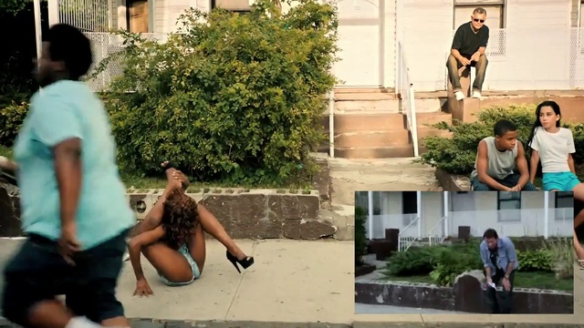 Video Reference: Photograph, Snapshot, Public space, Sitting, Leg, Footwear, Human, Neighbourhood, Photography, Summer