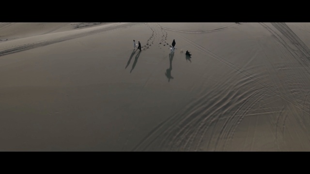 Video Reference: Black, Sand, Natural environment, Sky, Line, Atmosphere, Photography, Landscape, Screenshot, Wind