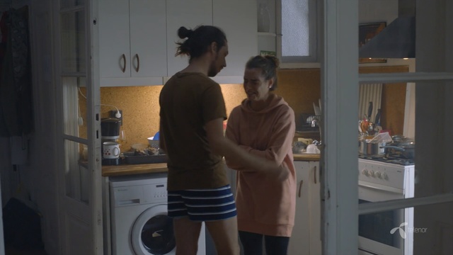 Video Reference: room, shoulder, standing, girl, furniture, fun, product, Person