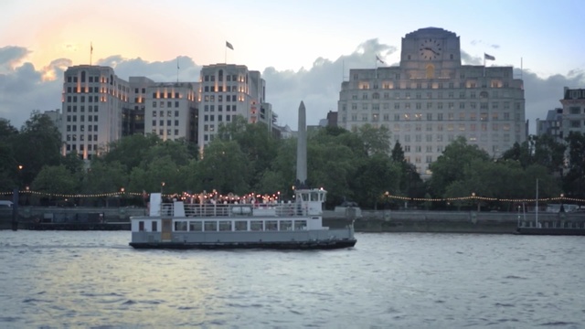 Video Reference: water transportation, waterway, skyline, river, sky, city, water, ferry, ship, passenger ship, Person