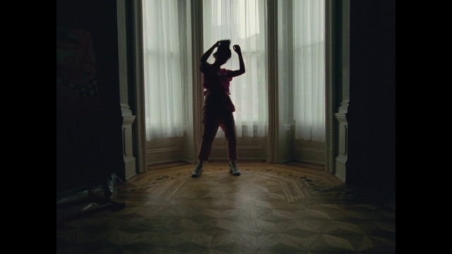 Video Reference: Standing, Light, Darkness, Dress, Performance art, Photography, Leg, Floor, Shadow, Room