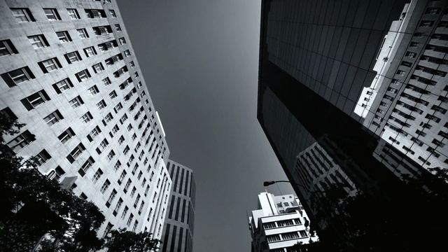 Video Reference: metropolitan area, building, skyscraper, metropolis, urban area, black and white, landmark, monochrome photography, infrastructure, architecture