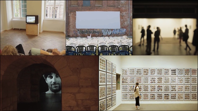 Video Reference: room, tourist attraction, wall, flooring, floor, interior design, exhibition, home, museum, art, Person