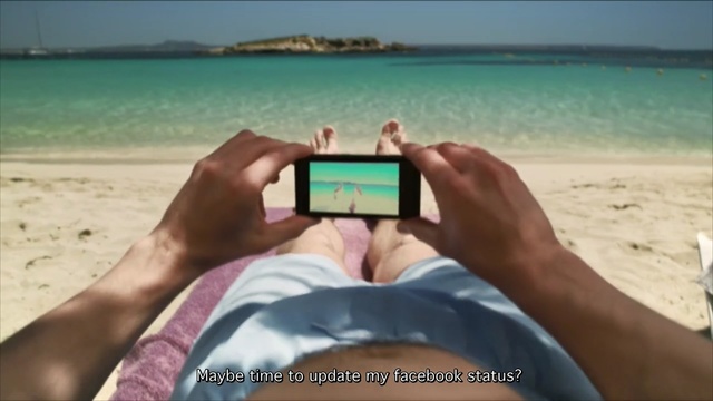 Video Reference: vacation, technology, sun tanning, beach, summer, gadget, electronic device, fun, sand, leisure, Person