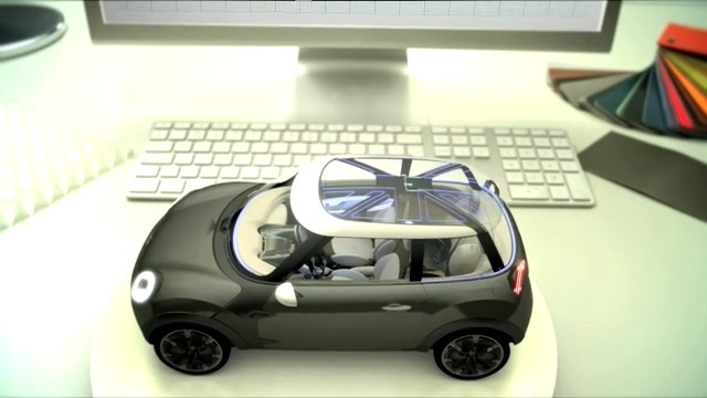 Video Reference: car, motor vehicle, vehicle, automotive design, mode of transport, mini e, city car, automotive exterior, technology, model car, Person