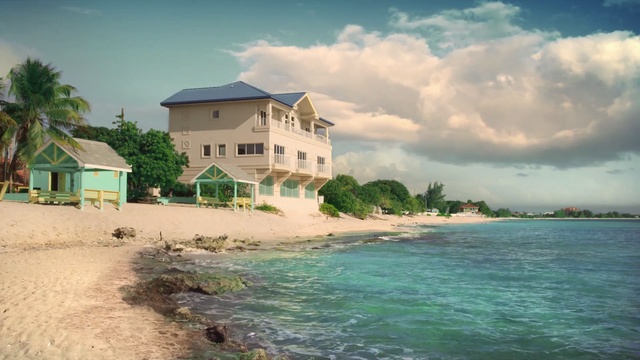 Video Reference: water, villa, landscape, beach, ocean, shore, vacation, sea, sky, travel, coast, summer, island, resort, tree, tourism, basin, tropical, sun, lake, palm