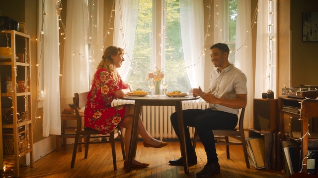 Video Reference: room, furniture, ceremony, interior design, table, home, house, window, restaurant, girl, Person