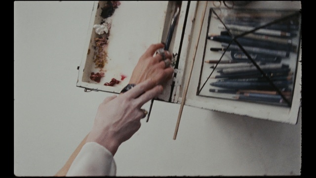 Video Reference: hand, hands, paint, easel, tassel, Person