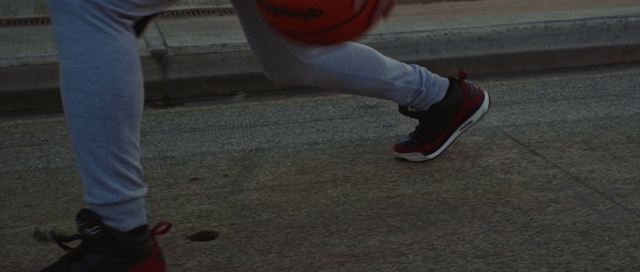 Video Reference: Footwear, Red, Shoe, Leg, Floor, Human leg, Foot, Joint, Jeans, Flooring