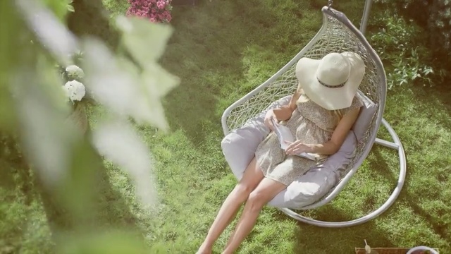 Video Reference: People in nature, Swing, Grass, Sitting, Sunlight, Outdoor play equipment, Person