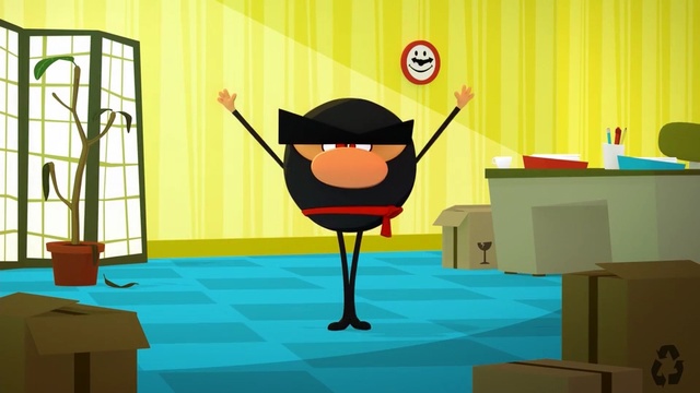Video Reference: art, yellow, cartoon, room, illustration, design, human behavior, play, visual arts, recreation, Person