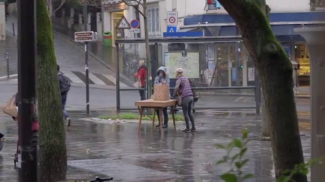 Video Reference: Rain, Water, Sitting, Tree, Furniture, Bench, Street, Precipitation, Flood, Leisure