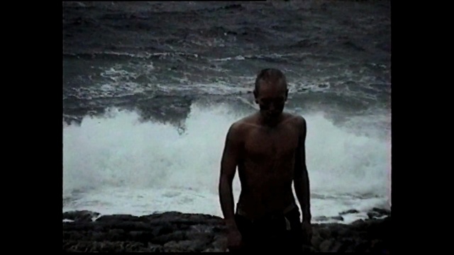Video Reference: water, wave, male, sea, geological phenomenon, human, barechestedness, screenshot, darkness, ocean, Person