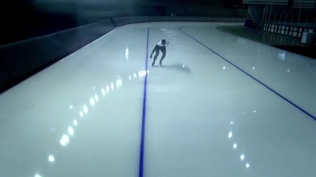 Video Reference: Blue, Light, Line, Glass, Floor, Architecture, Recreation, Ice rink, Hood, Leisure