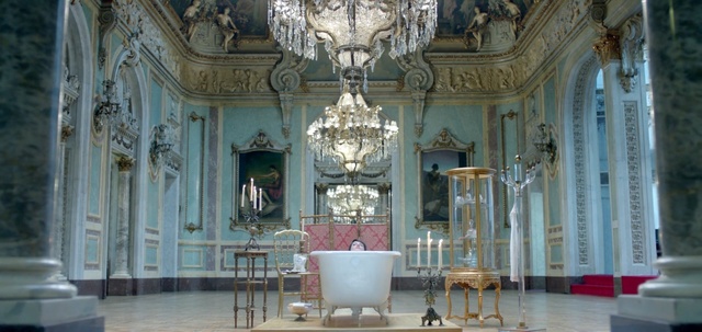 Video Reference: interior design, column, palace, ceiling, tourist attraction, chapel, building, altar, window, place of worship, Person