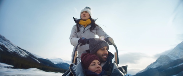 Video Reference: Mountainous landforms, Snow, Mountain, Adventure, Mountaineer, Recreation, Fun, Mountaineering, Sky, Winter, Person