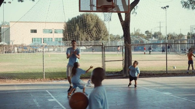 Video Reference: Basketball, Basketball court, Streetball, Sport venue, Team sport, Sports, Ball game, Tree, Sky, 3x3 (basketball)