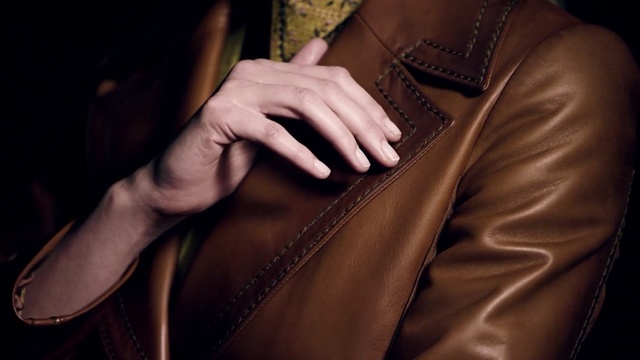 Video Reference: Leather, Brown, Hand, Leather jacket, Lady, Finger, Textile, Jacket, Photography, Outerwear
