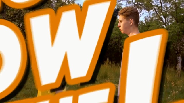Video Reference: yellow, text, font, signage, fun, grass, sign, brand, Person