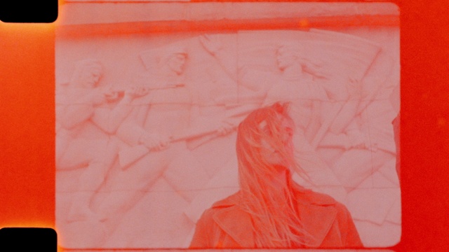 Video Reference: Textile, Orange, Rectangle, Pink, Art, Font, Magenta, Tints and shades, Painting, Peach