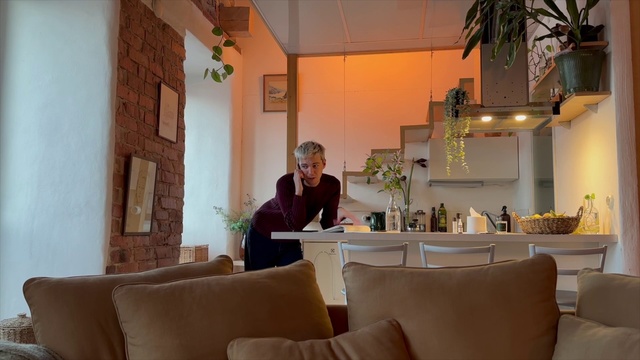 Video Reference: Furniture, Comfort, Houseplant, Lighting, Plant, Interior design, Table, Living room, Suit, Event