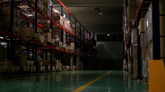 Video Reference: Warehouse, Building, Architecture, Infrastructure, Metropolis, Metropolitan area, Darkness, Aisle, Alley, City