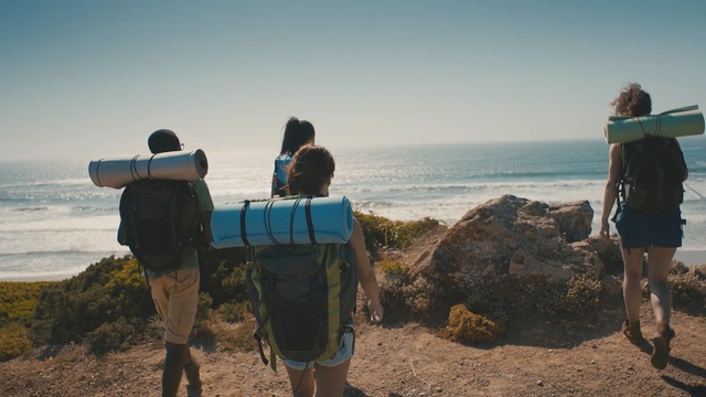 Video Reference: beach, sea, seaside, sand, ocean, water, vacation, coast, summer, travel, shore, sky, Person