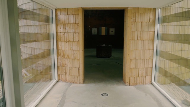 Video Reference: Room, Wall, Building, Door, Floor, Architecture, Wood, Log cabin, Shed, House