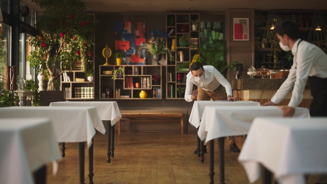 Video Reference: Restaurant, Table, Business, Room, Café, Furniture, Function hall, Organization, Building