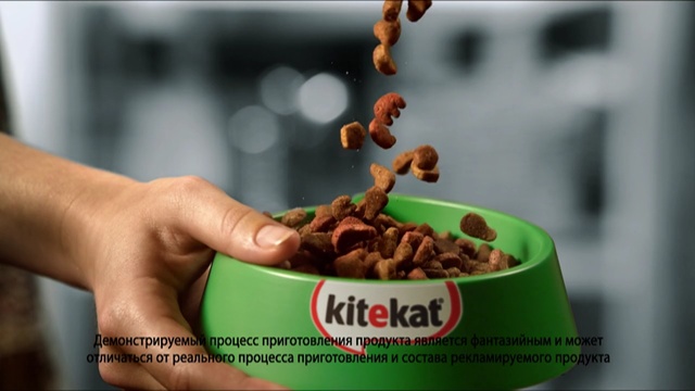 Video Reference: pet food, hand, close up, kitchen, bowl, cat food, Person