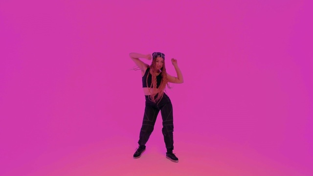 Video Reference: Purple, Gesture, Violet, Pink, Magenta, Thigh, Font, Latex, Electric blue, Entertainment