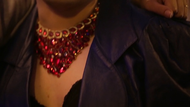 Video Reference: jewellery, fashion accessory, shoulder, necklace, fashion, outerwear, neck, dress, magenta, textile