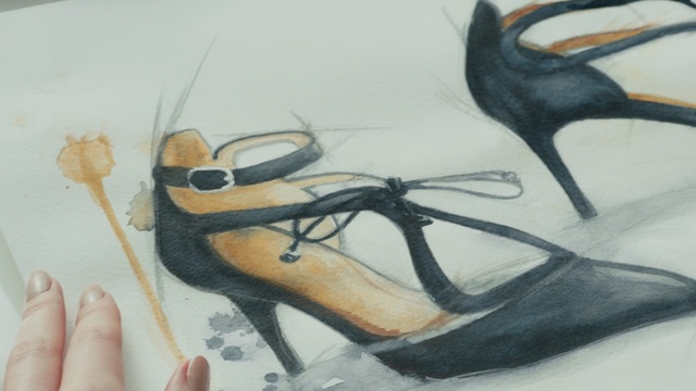 Video Reference: footwear, shoe, painting, art, drawing, outdoor shoe, artwork, watercolor paint, paint